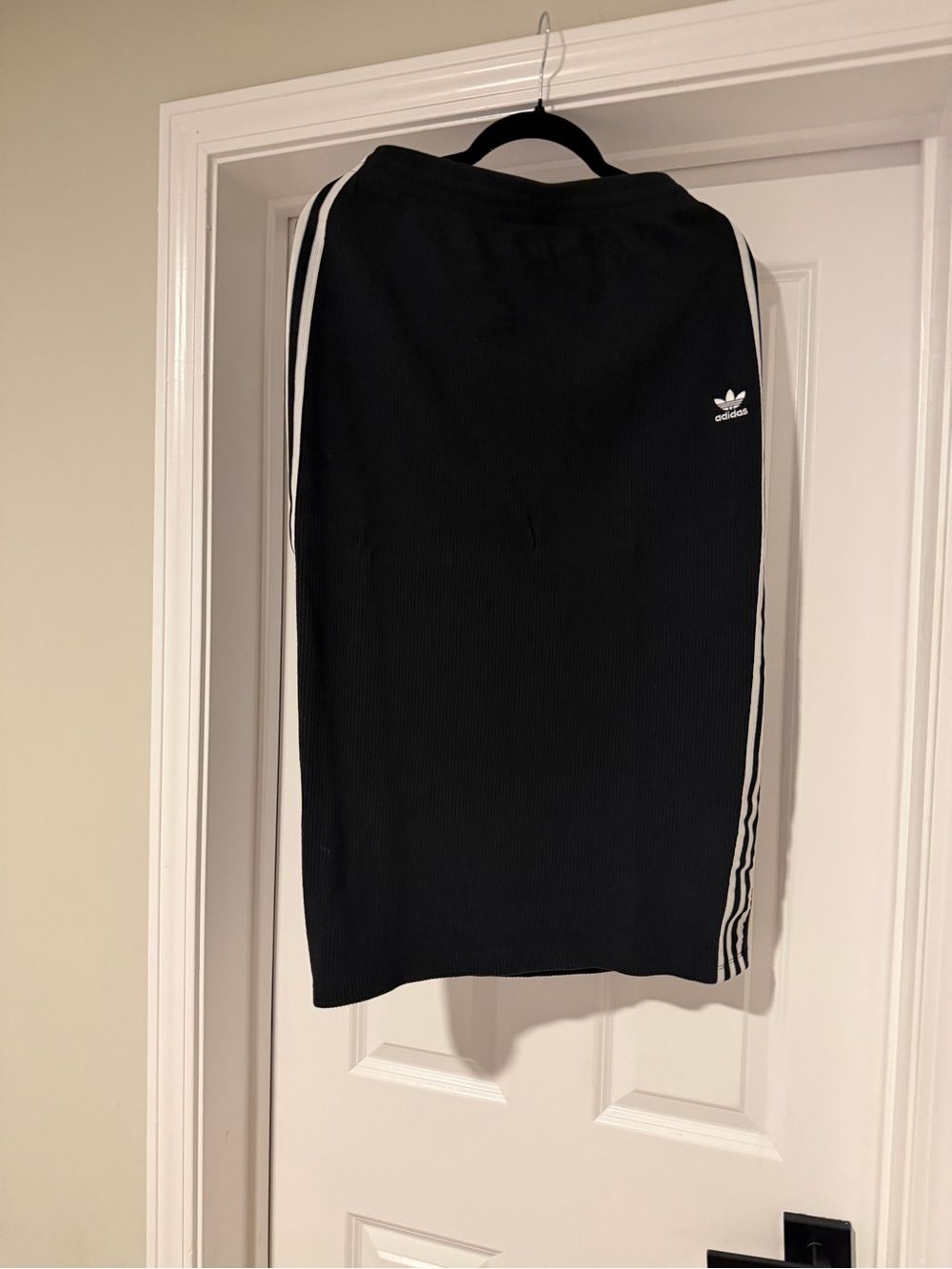 adidas Black Pencil Skirt with White Three-Stripe Trim